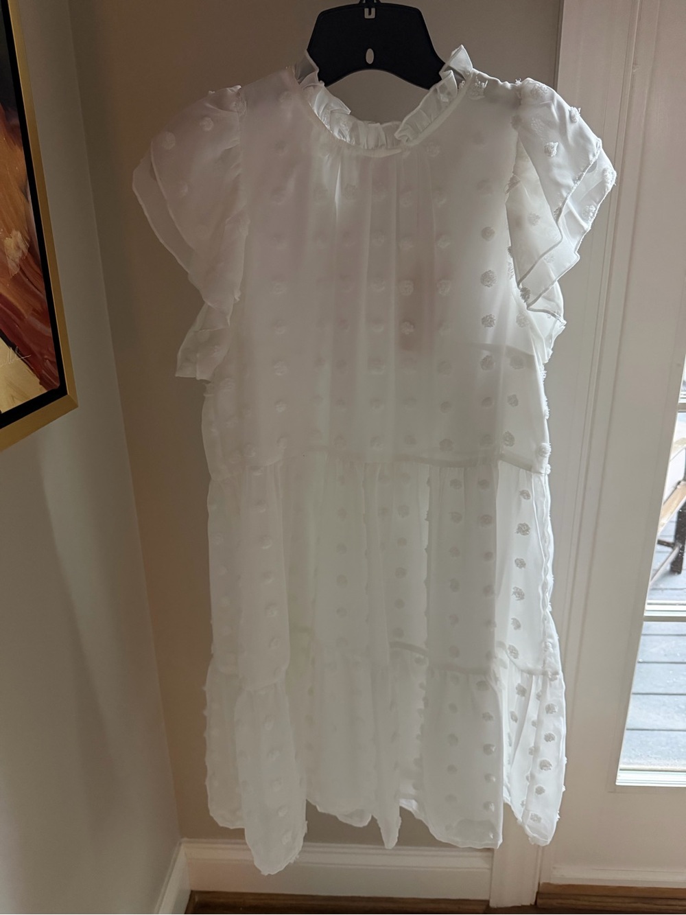 Brand new with tags white ruffle sleeved Dress
